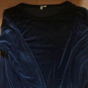 Ladies Long sleeve velveteen scoop neck jersey